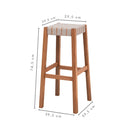 Banqueta Alta de Madera – Color Stain Castaño – Asiento en Cinta Beige