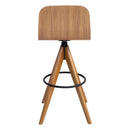 Taburete giratorio tapizado Marina, color Freijó, tela Frise claro