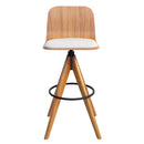 Taburete giratorio tapizado Marina, color Freijó, tela Frise claro