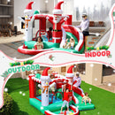 Castillo inflable con temática navideña