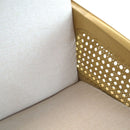 Banqueta de Madera Amália con Respaldo en Malla – Color Almendra – Lino Beige