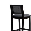 Banqueta de Madera Silvia con Respaldo en Malla y Asiento Tapizado – Negra – Lino Oscuro