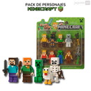 SET X12 MUÑECOS DE MINECRAFT + 12 BLOQUES + ACCESORIOS