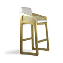 Banqueta de Madera Amália con Respaldo en Malla – Color Almendra – Lino Beige