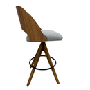 Banqueta Tapizada Giratoria Marcia – Color Freijó – Tela Piccolo Gris – 65 cm